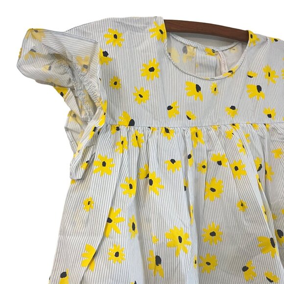 Zara Womens Sunflower Print Ruffle Layered Cropped Blouse Size Small - Picture 3 of 6